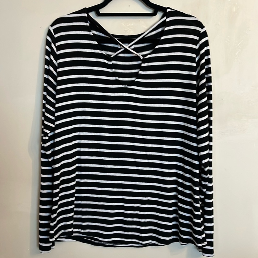 Maurices Black and White Striped Top